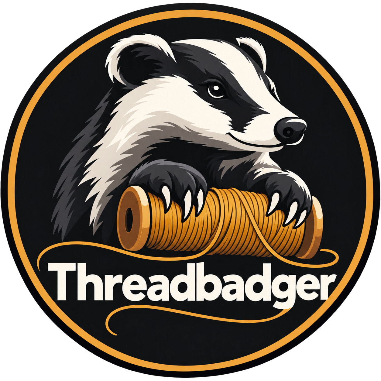 ThreadBadger: Dachs mit Garnspule und Faden